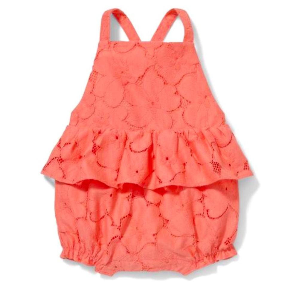 Janie and Jack Baby Girl Peplum Tangerine Romper